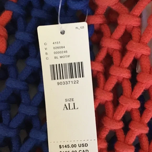 Clare V. Sandy Tote Cobalt & Bright Poppy Stripe NWT - Picture 14 of 15